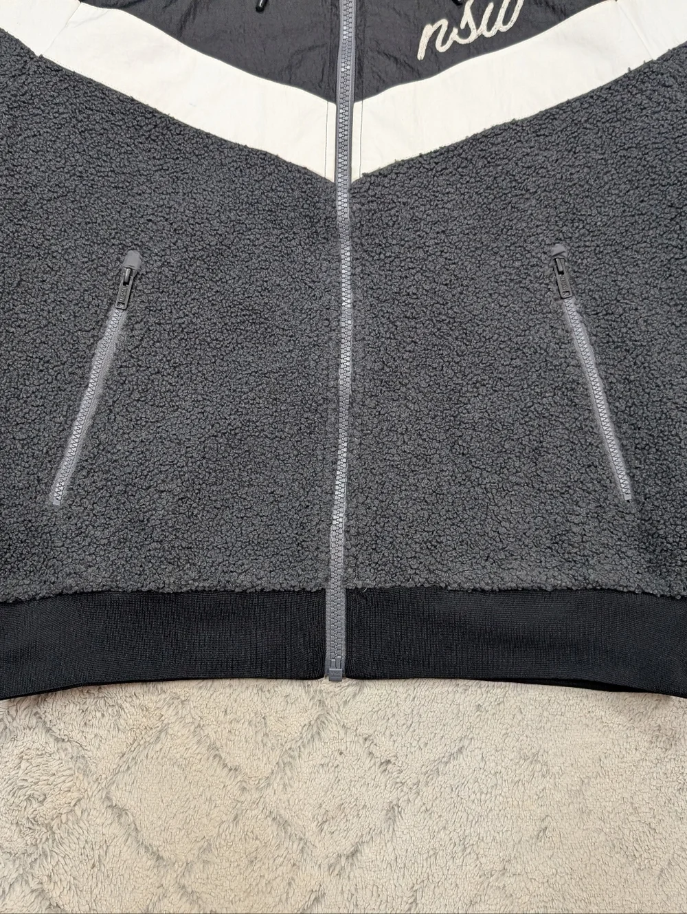 Nike Jacket Mens M Black NSW Sherpa Windrunner Full Zip Hooded 930316-010